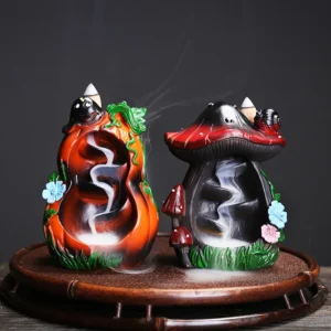 1pc Resin Waterfall Incense Burner Halloween Pumpkin Backflow Incense Burner Home Decor Home Aromatherapy (Without Incense) 1