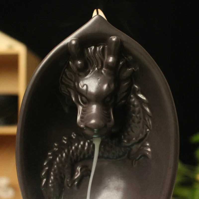 Handmade Ceramic Incense Burner Crafts Creative Dragon Incense Holder, Tabletop Decor Backflow Incense Burner Ornament 4