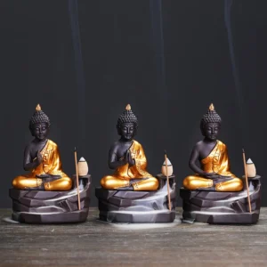 Indian Buddha Waterfall Backflow Incense Burner Handmade Purple Clay Incense Stick Holder For Home Relaxation 1