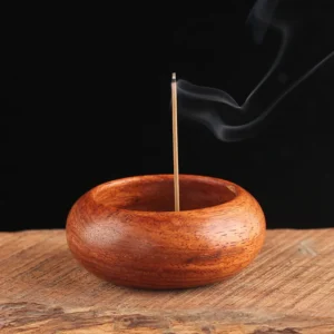 1Pcs Rosewood Incense Burner Stick Holder Bowl Shape Censer Home Decoration 1
