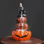 Resin Halloween Pumpkin Home Decor Ornament Handmade Waterfall Backflow Incense Burner Home Office Decorate (Without Incense) 1