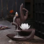 1pc, Lotus Waterfall Incense Holder Ceramic Handicrafts, Aromatherapy for Home Decor, Office, Yoga, Relaxation (Without Incense） 1