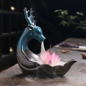Faon Lotus cascade back incense European American Wind Mountain high running water cast oven ornaments home candles Aromatherapy stove incense seat psychotherapy incense fail Pack 1