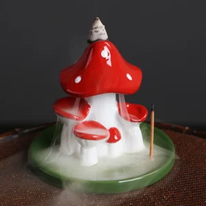 1pc,Handicraft Lovely Mushroom Waterfall Backflow Incense Burner Incense Stick Holder Censer Home Decor (Without Incense） 1