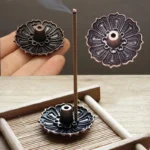 New Lotus Alloy Incense Burner Stick Holder Home Buddhism Line Incense Plate Sandalwood Coil Base Temples Ornaments Decoration 1