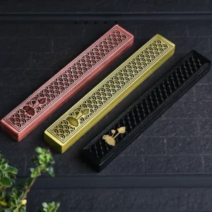 Creative Retro Home Office Wooden Incense Holder Incense Burner Traditional Chinese Type metal Handmade Carving Censer Box 1