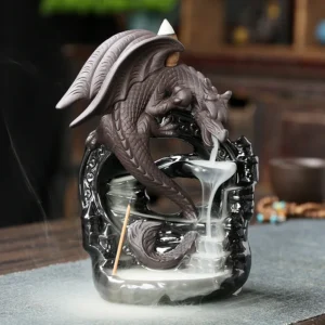 1pc Ceramic Vintage Dragon Backflow Incense Burner, Home Decor, Tabletop Decor, Home Aromatherapy Gift (Without Incense) 1