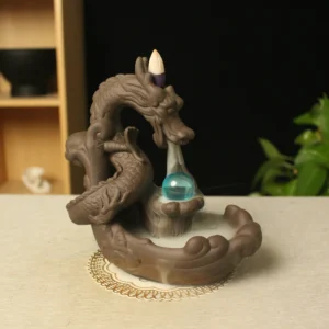 Ceramic Handmade Dragon Incense Burner Zen Garden Smoke Waterfall Incense Holder Indoor Tabletop Backflow Incense Burner 1
