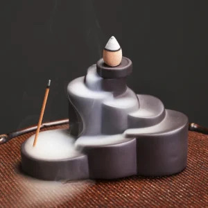 1pc, Simple Cylindrical Shape Ceramic Backflow Incense Burner Incense Stick Holder Purple Clay Censer Office Tea House Decorate 1