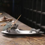 Ceramic Dragon Backflow Incense Burner Handmade Creative Incense Holder Zen Garden Censer Ornament (Without Incense) 1