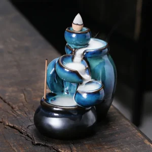 Wine Jar Type Ceramic Handicrafts Blue Waterfall Backflow Incense Burner Incense Stick Holder Censer Home Ornament 1