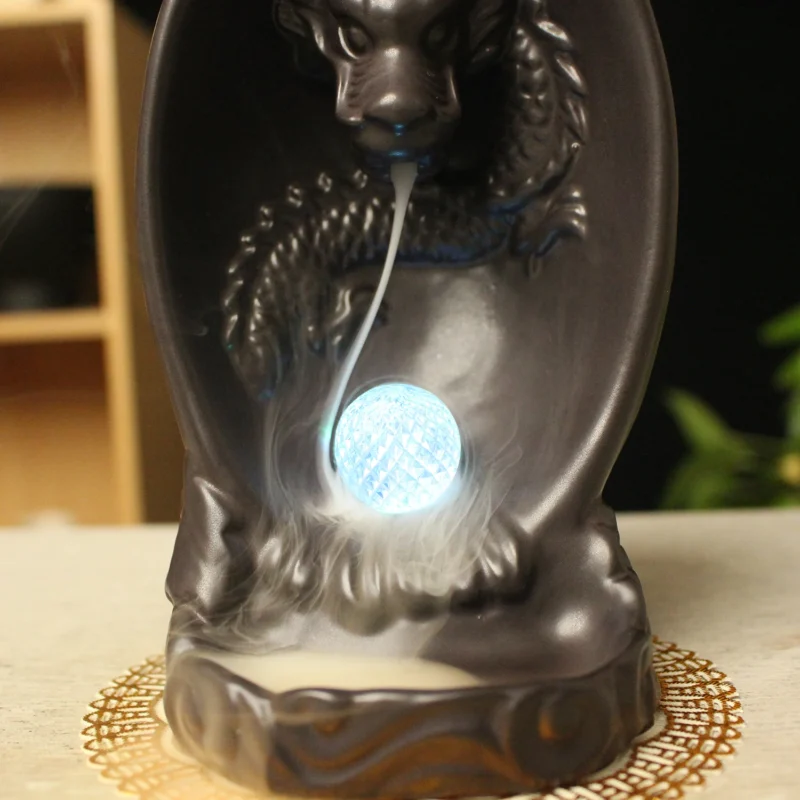Handmade Ceramic Incense Burner Crafts Creative Dragon Incense Holder, Tabletop Decor Backflow Incense Burner Ornament 3