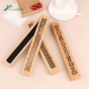 1 Pcs Burning Joss Incense Box Burner Ash Catcher Bamboo Wooden Incense Stick Holder Home Decoration 1