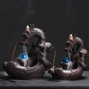 1pc Ceramic Waterfall Vintage Dragon Backflow Incense Burner Home DecorCreative Home Aromatherapy Gift (Without Incense) 1