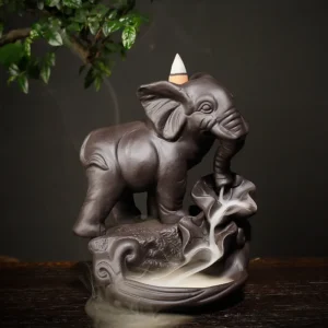1pc, Backflow Incense Burner Elephant God Emblem Auspicious and Success Ceramic Cone Censer Burner Home Decor (Without Incense) 1