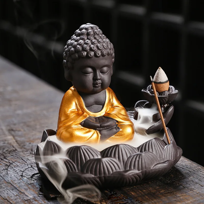 Buddha Waterfall Backflow Incense Burner Lotus Incense Stick Holder Home Ornament 1