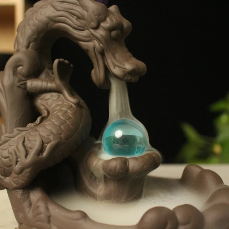 Ceramic Handmade Dragon Incense Burner Zen Garden Smoke Waterfall Incense Holder Indoor Tabletop Backflow Incense Burner 4