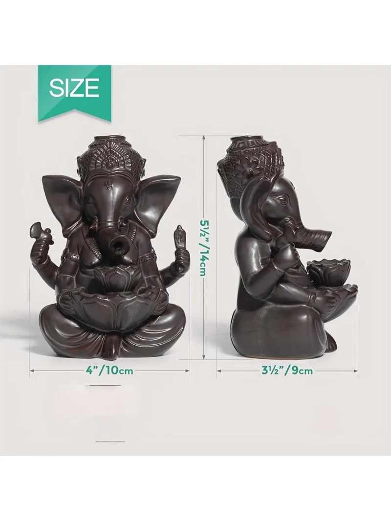 1pc Ganesha Waterfall Incense Burner, Ceramic Backflow Censer Incense Holder, Yoga Aromatherapy Elephant Ornament Home Decor 3