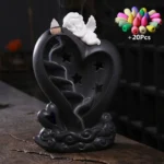 Creative Gift Loving Heart Angel Home Office Decor Ceramic Artwork Backflow Incense Burner Handicraft Incense Stick Holder 1