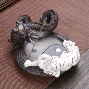 Home Feng Shui The Eight Diagrams Ornament Backflow Incense Censer Lucky Dragon White Tiger Ceramic Censer 1