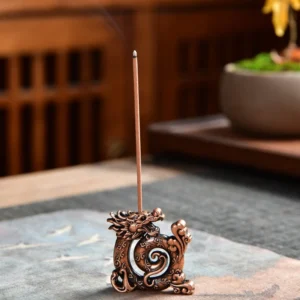Lucky Feng Shui Copper Chinese Dragon Creative Retro Incense Holder Household Indoor Line Burner Home Decor Craft 1