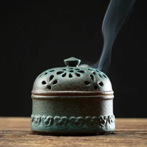 Chinese Style Ceramic Hollow Aroma Burner Smoking Backflow Coil Incense Holder Fragrance Censer Home Decor 1