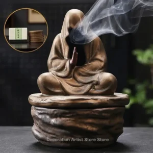 Ceramic Formless Buddha Meditation Incense Burner Backflow Monk Incense Holder Tearoom Office Yoga Zen Sculpture Decoration 1