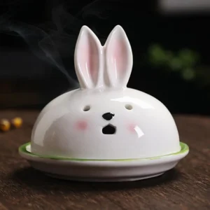 New Style White Porcelain Rabbit Coil Incense Holder Sandalwood Fragrance Incense Burner Aroma Censer Home Decor 1