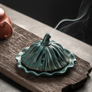 YXY Retro Blue Incense Burner Ceramic Sandalwood OUDH 4 Hours Coil Incense Holder Zen Lotus Home Decor Ornaments 1