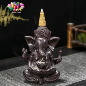 India Ganesha Ceramic Backflow Incense Burner Home Ornament Elephant 1