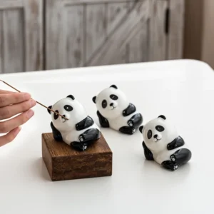 Cute Panda Incense Stick Holder White Ceramic Home Decor Desktop Ornament 1