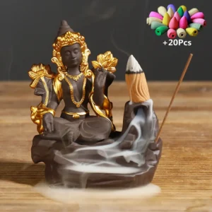 Handiwork Home Decorate The Statue Of Sakyamuni In India Backflow Incense Burner Purple Clay Incense Stick Holder Ceramic Censer 1