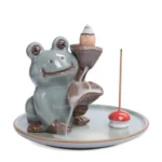 Geyao Ice Crack Frog Incense Holder Stick Incense Base Smoking Backflow Cones Burner Aromatherapy Censer Indoor Home Decor 1