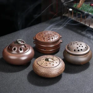 Chinese Style Retro Ceramic Hollow Incense Burner Home Decor Coil Incense Holder Aroma Censer for Household Living Room Supply 1